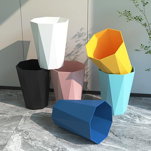 6pcs Trash Can Wastebasket Plastic 2.6 Gallon Garbage Can Container Rubbish Trash Bin Paper Basket Office Organizer for Bedroom Office Bathroom,10Litre-6 Colors-DeskLoop Office