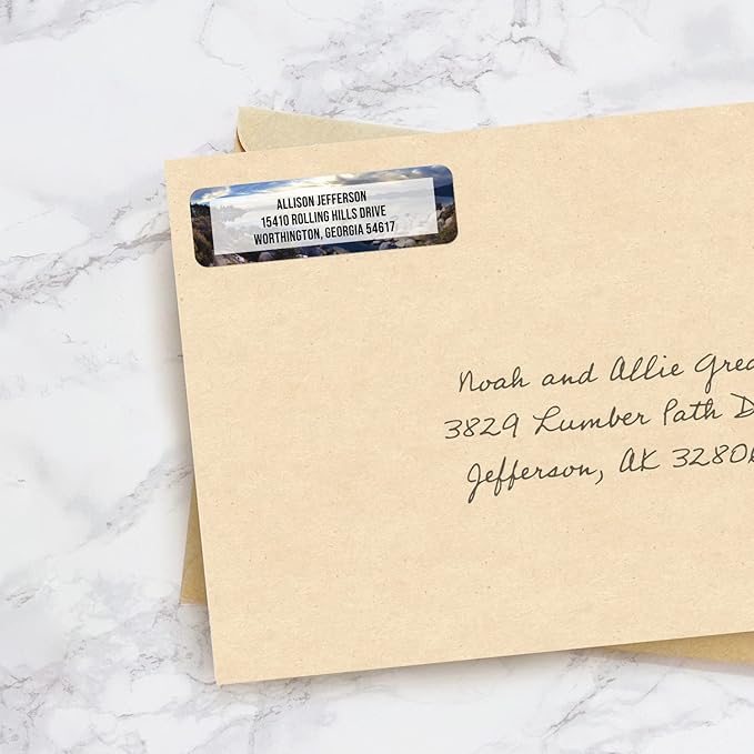 Breathtaking Landscape Rolled Address Labels / 500 Personalized Return Address Labels/Designer Address Stickers in Elegant Plastic Dispenser-DeskLoop Office