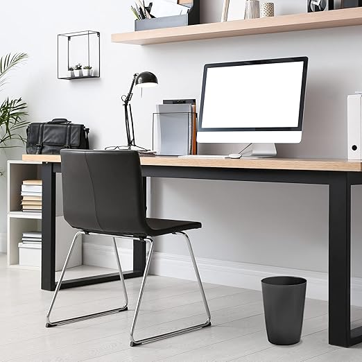 HOLDN’ STORAGE Small Trash Can - 1.58 Gallon Open Top Waste Bin, Compact Waste Can Perfect for Bathroom, Kitchen, Office, Dorm - Durable Garbage Can - Glossy Black-DeskLoop Office