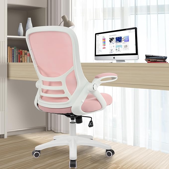 HYLONE Office Chair Ergonomic Desk Chair with Adjustable Armrests, Mesh Executive Chair, Home Office Computer Chairs for Long Hours(Pink)-DeskLoop Office