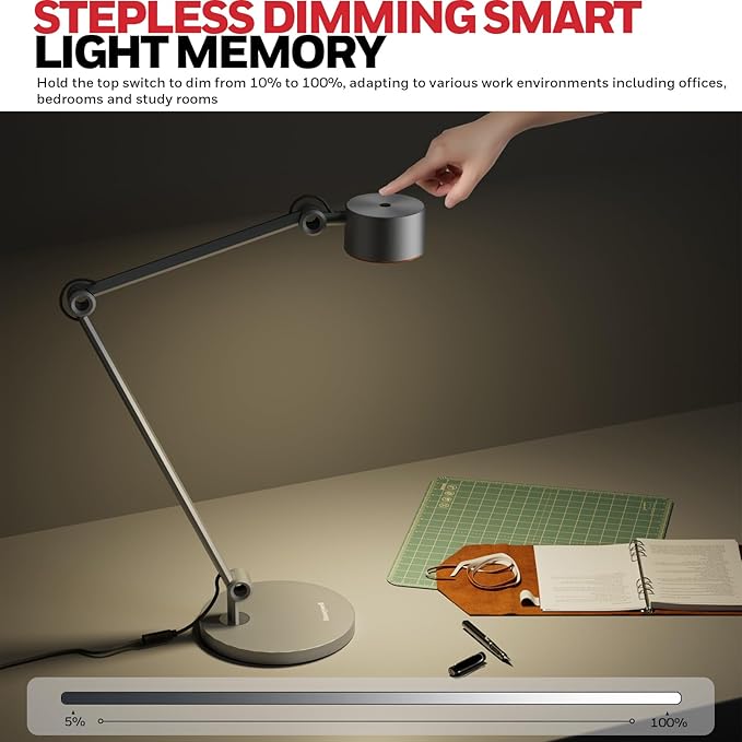 Honeywell LED Desk Lamp, 01A Sunturalux Desk Light for Home Office, 4000K Dimmable Eye Caring Natural Light Architect Lamp with Metal Swing Arm Lamp for Desk Craft Reading-DeskLoop Office