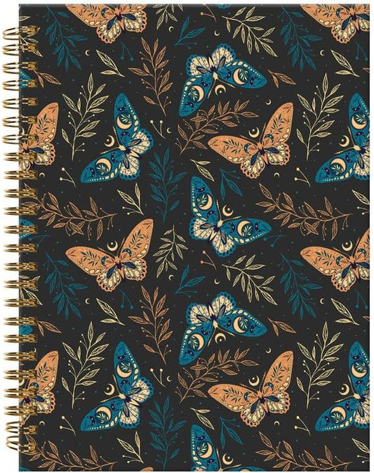 Spiral Journal Notebook,A5 Hardcover Lined Journals for Women Girl 6 x 8.3 in,120 Pages Thick Paper,Cute College Ruled Writing Notebook for Gifts Office Work School(Elegant Boho Butterfly Plant)-DeskLoop Office
