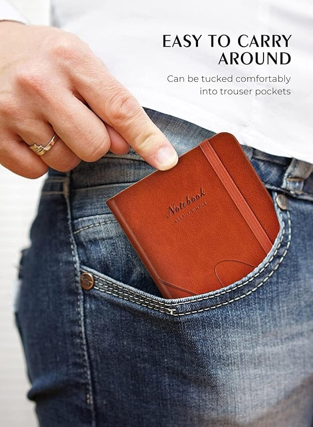 AISBUGUR Pocket Notebook, Small Notebook, Total 320 Pages 2-Pack, 3.7" x 5.7" Pocket Notebook (2 Pack, Brown1)