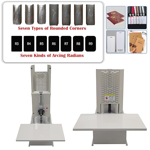 Electric Round Corner Cutter, Heavy Duty Fillet Paper Punch with Foot Pedal & Metal Protective Cover, R3-R9 Cutting Radius, Electric Corner Rounding Machine for PVC Name Card 1.97in Thickness-DeskLoop Office