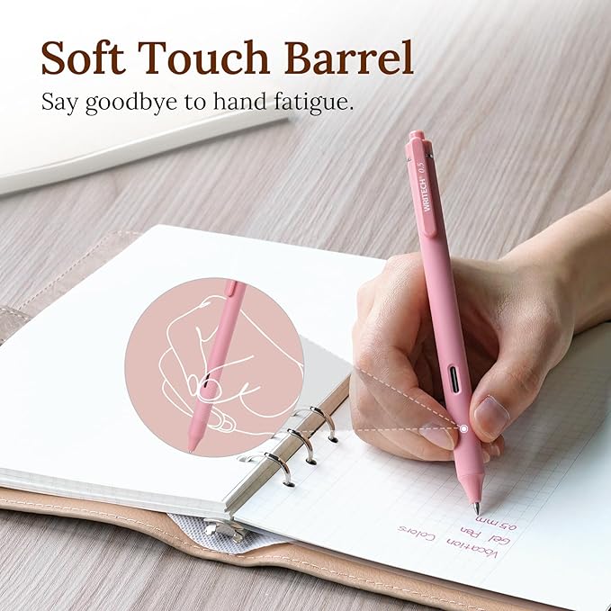 WRITECH Fine Point Gel Pens: 8ct 0.5mm Multi Colored Ink Colors Retractable Pen for Smooth Writing Note Taking Journaling Assorted Coloring No Bleed & Smear & Smudge (Vintage Set)-DeskLoop Office