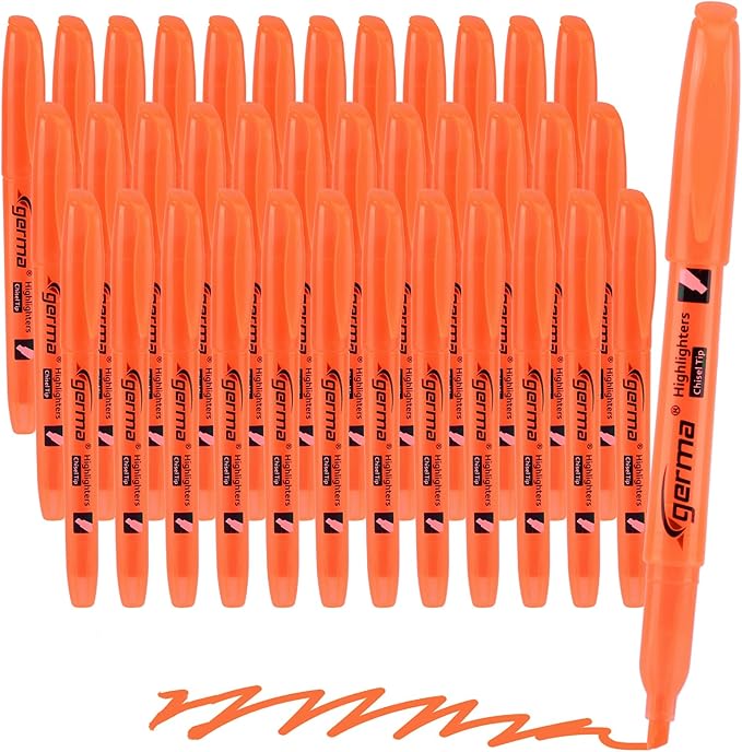 Orange Highlighters, 36 Pack, Chisel Tip Highlighter Pack, Quickly Drying, Perfect for Students Kids Adults, Office, School, Classroom Supplies-DeskLoop Office