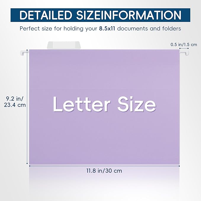 Hanging File Folders, 25 Pack Letter Size File Folders with 1/5-cut Tabs, Office Essentials for Filing Cabinet & Desk Storage-DeskLoop Office