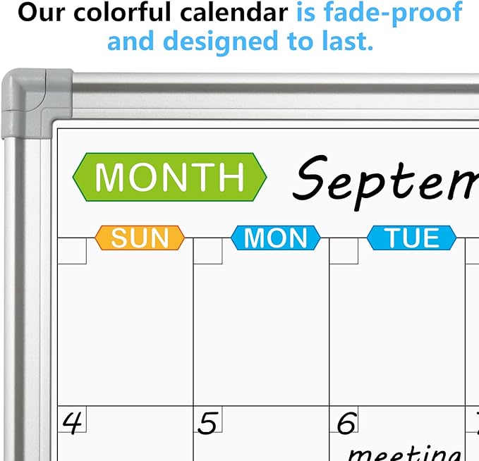 JILoffice Magnetic Dry Erase Calendar Whiteboard, 2 Month White Board Planner 36 X 24 Inch, Silver Aluminum Frame Wall Mounted Board for Office Home and School-DeskLoop Office