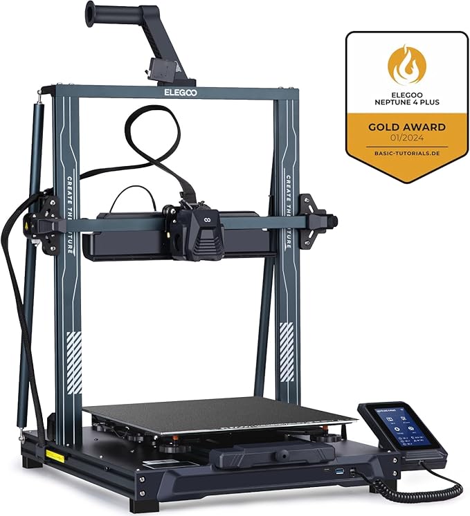ELEGOO Neptune 4 Plus 3D Printer, 500mm/s High Speed Printer with 300°C Nozzle, Auto Leveling and Direct Drive Extruder, 320x320x385mm Large Printing Size-DeskLoop Office
