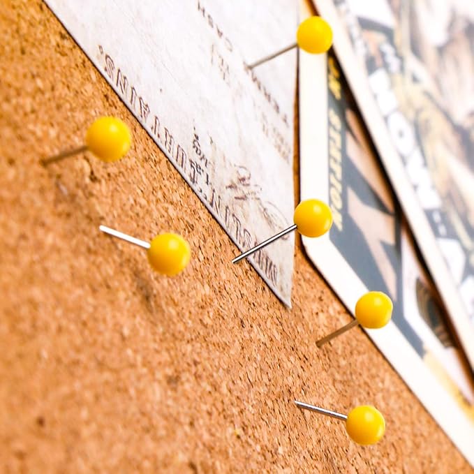 Map Tacks 1/8-Inch Assorted Color Beads Head Map Marking Push Pins,500-count (Yellow)-DeskLoop Office