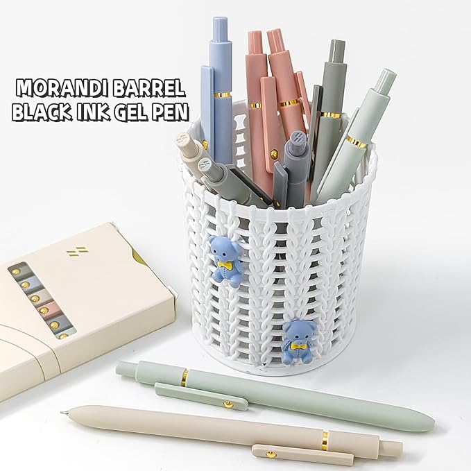 6 Pcs Gel Pens 0.5mm Quick Dry Black Ink Pens Fine Point Smooth Writing Pens, Cute Office and School Supplies Gifts for Women Teacher Students (6 Pcs Morandi Gold)-DeskLoop Office
