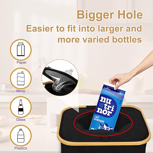 MinBoo Recycling Bin for Kitchen 29Gallon, 110L Recycle Bin with 2 Removeable and Reusable Inner Bag, Large Recycling bin with lid for Bottle Can Plastics Stickers (Black)-DeskLoop Office