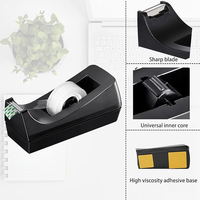 Transparent Tape with Dispenser 6 Pack Tape Dispensers Desk unweighted Non Skid Base Desktop Dispenser Bulk for Office Home School-DeskLoop Office
