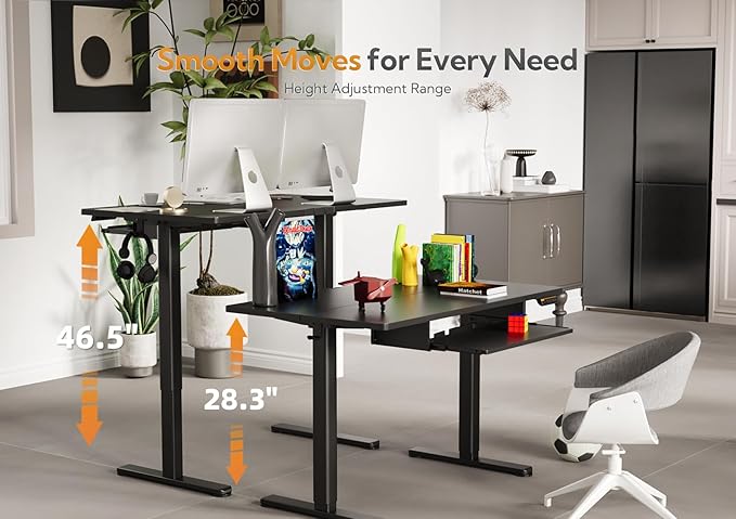 Claiks Standing Desk with Keyboard Tray, Standing Desk Adjustable Height, Raising Desks for Home Office and Computer Workstation, 48 Inches, Black-DeskLoop Office