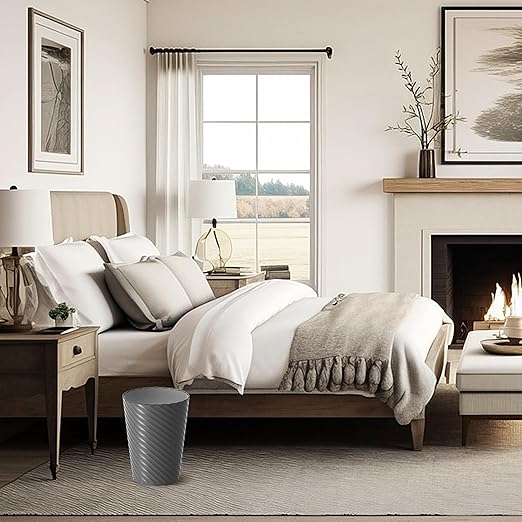 Bathroom Trash Can, 3 Pack 1.8 Gallons Small Trash Can with Trash Bags, Bathroom Garbage Can, Plastic Trash Bin, Round Waste Basket for Bedroom, Office, Room (White Black Grey)-DeskLoop Office