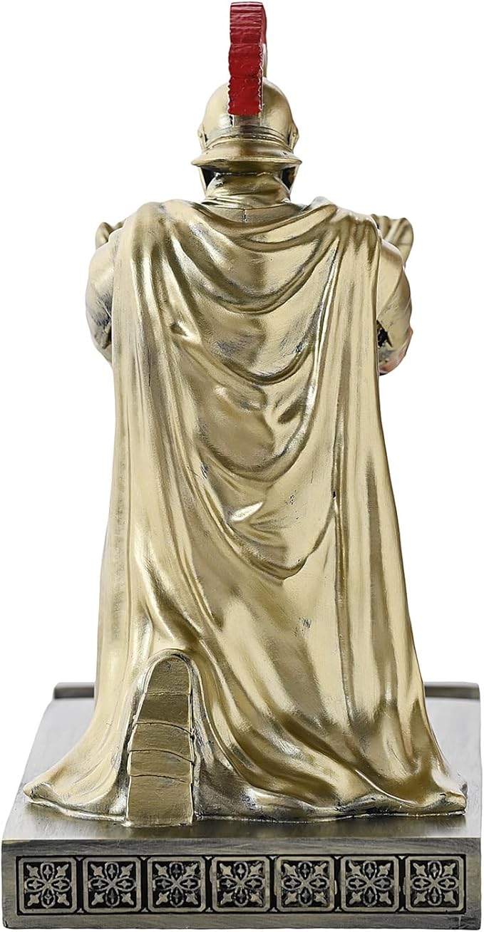 Roman Praetorian Prefect Warrior Knight Pen Holder Desk Ornament Resin Praetorian Guard Mobile Phone Stand Desk Accessories and Organizer for Office with a Letter Opener (Bronze)-DeskLoop Office