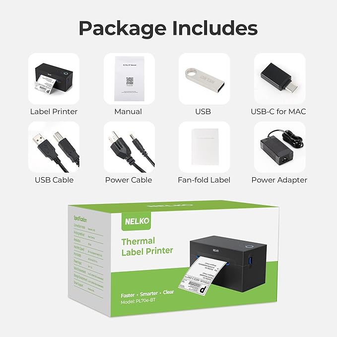 Nelko Bluetooth Thermal Shipping Label Printer, Wireless 4x6 Shipping Label Printer for Shipping Packages, Support Android, iPhone and Windows, Widely Used for Amazon, Ebay, Shopify, Etsy, USPS-DeskLoop Office