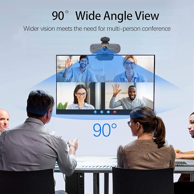 Angetube 1080P HD Webcam with Privacy Shutter Dual Noise-Cancelling Mic PC Camera Webcams, Wide 90° View, USB Plug & Play for Video Conferencing, Streaming, Zoom/Skype/YouTube for PC/Desktop/Laptop-DeskLoop Office