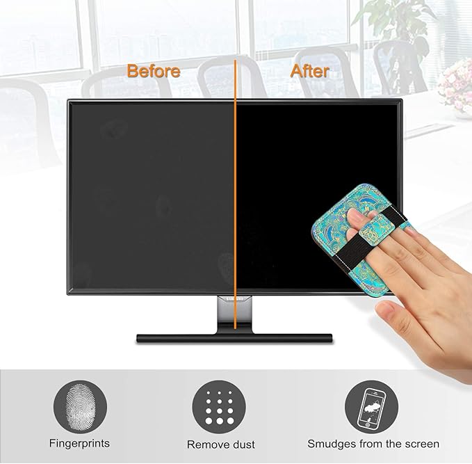 Fintie Screen Cleaning Pad, Soft Cloth Wipes Screen Cleaner with Elastic Strap for iPad, iPhone, MacBook, Tablets, Laptop, 4 Pack-DeskLoop Office