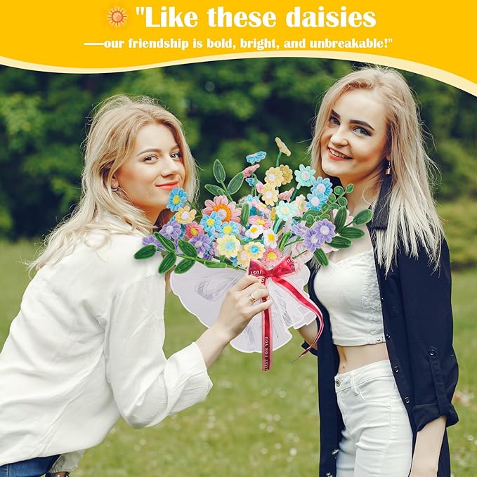 500 PCS Pipe Cleaners Craft Kit for Flower Making Daisy DIY Material Bundle with 20 Stems, 100 Stamens, Ribbon, Tulle, Glue Sticks & Step-by-Step Guide - Vibrant Colors, Non-Shedding, Fade-Resistant-DeskLoop Office