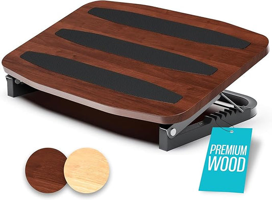 Adjustable Under Desk Foot Stool - Ergonomic Foot Rest with 7 Angles - Walnut-DeskLoop Office