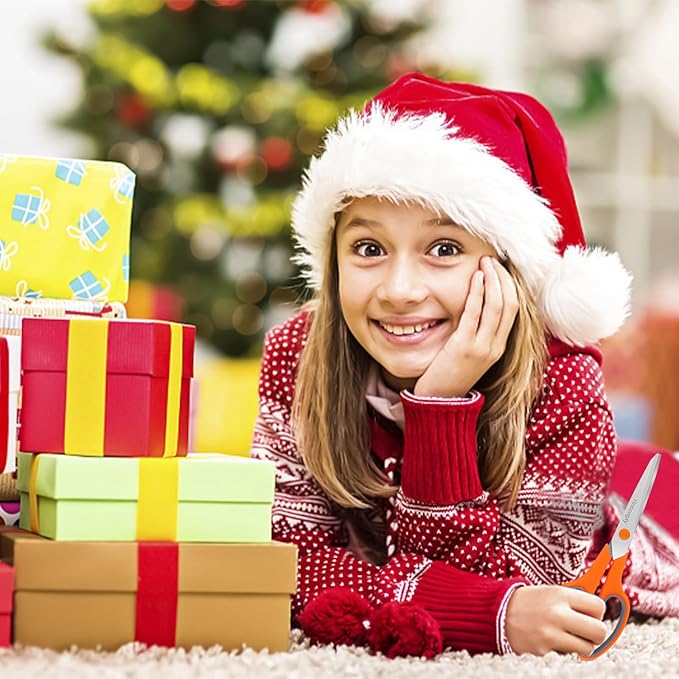 Scissors, Hnncugty 8" Scissors All Purpose Bulk Set of 6-Pack, Sharp Shears for Office Home Craft Sewing Fabric, High/Middle School Supplies Student Teacher Supplies, Comfort Grip Right/Left Handed-DeskLoop Office