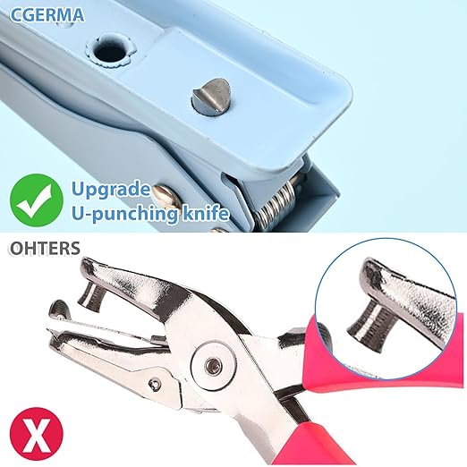 Single Hole Puncher, 1/4" Hole, 50% Labor Savings, Heavy Duty Metal Punch, 15 Sheet Capacity, for ID Cards, Chipboard, Art Project, Crafts Easy Punching, Blue-DeskLoop Office
