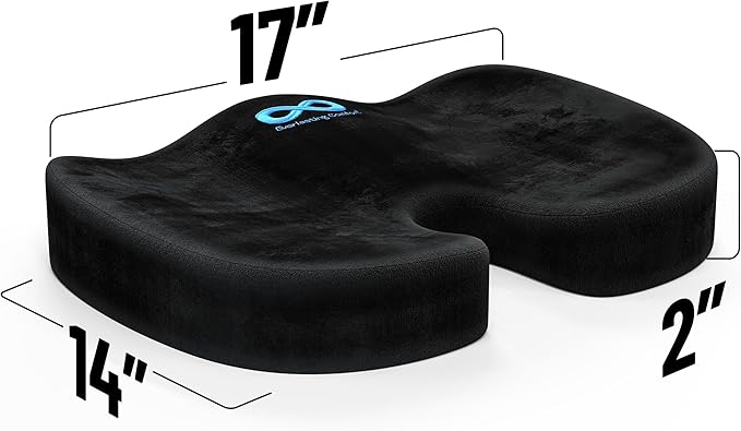 Everlasting Comfort Doctor Recommended Memory Foam Seat Cushion for Office Chairs & Car Seat - Ergonomic Office Desk Accessories for Tailbone Pain Relief, Sciatica & Back Support-DeskLoop Office