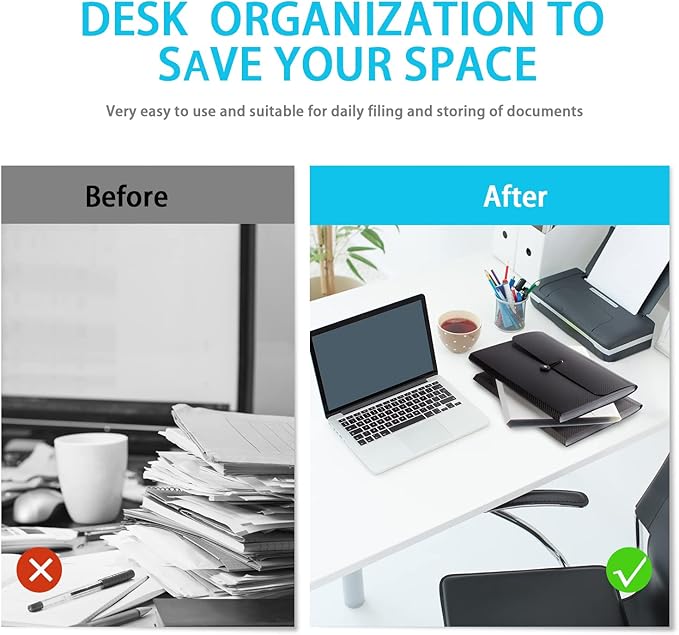 Expanding File Folder with 13 Pockets,Polypropylene, 12.99" x 9.45" x 1.1"for Work, School, Home, Office, Blackwhite(2Pack)-DeskLoop Office