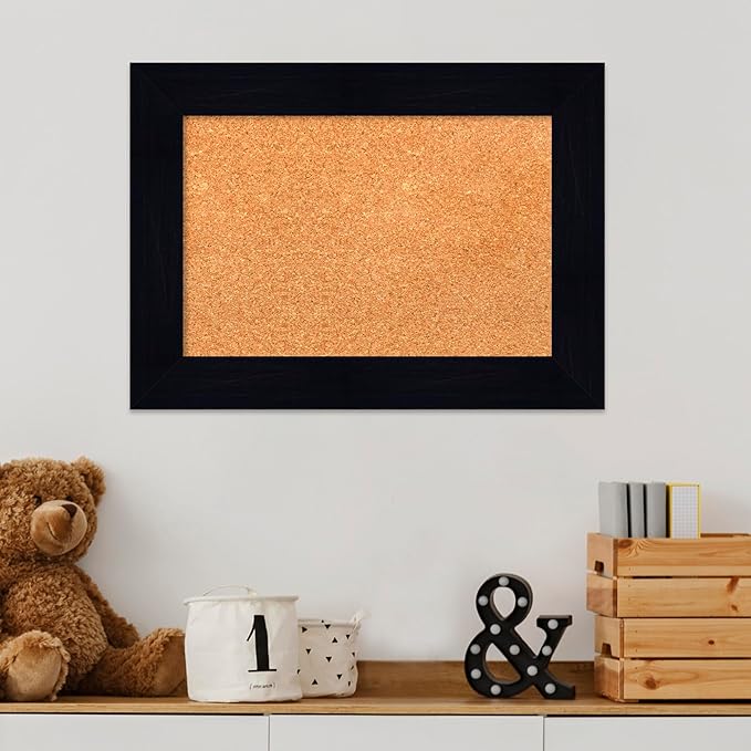 Amanti Art Natural Cork Board for Wall, 16x22 Vision Board with Blue Wood Frame, Small Corkboard Office Decor for Home Organization, Country Rustic Corkboard Pinboard to Display Items for Home-DeskLoop Office