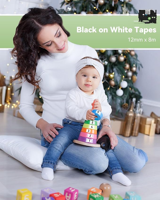 12mm 0.47 Laminated White Tape Tze Tz Label Compatible with Brother P-touch 1/2 Inch Black on White P Touch Label Maker TZe231 for PT-D210 1280 1750 PT-P300BT PT-P700BT Cube Plus Tape, 10-Pack-DeskLoop Office