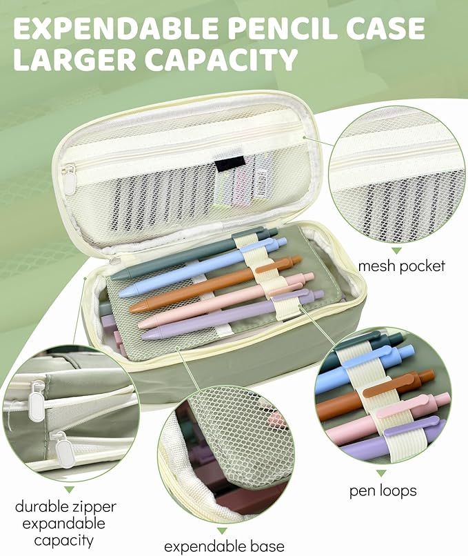 46 PCS Aesthetic School Supplies with Pencil Case, Pastel Highlighters, Erasable Pens, Refills, Mechanical Pencils for Students Stationary College Essentials-DeskLoop Office