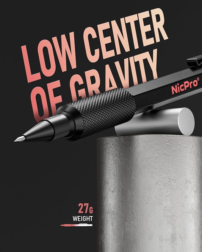 Nicpro 2mm Mechanical Pencils Set with Case, 12 Black Lead Refills,12 Colored Lead Refills, Erasers - MP2000 Weatherproof Metal Lead Holder, Heavy Duty Carpenter Pencil For Writing Drawing Woodworking