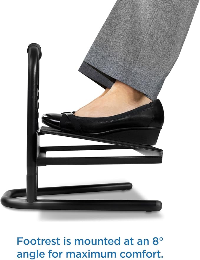 Mount-It! Height Adjustable Foot Rest for Standing and Sitting, Freestanding Under The Desk Footrest with Handle and Six Height Settings, Anti-Slip Padded Surface,Black-DeskLoop Office