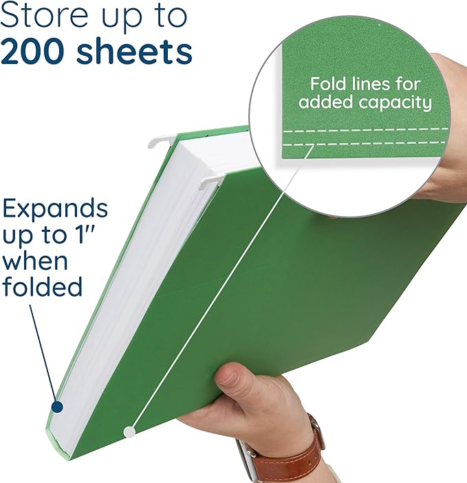 Blue Summit Supplies Hanging File Folders, 25 Reinforced Hang Folders, Designed for Home and Office Color Coded File Organization, Letter Size, Green, 25 Pack-DeskLoop Office