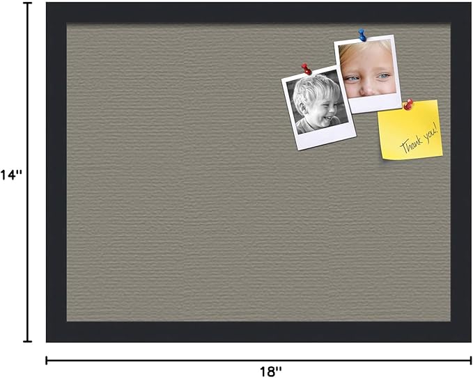 PinPix 18x14 Inch Cork Bulletin Board. This Decorative Framed Pin Board Comes with Pewter Design and a Satin Black Frame. Ideal for Home Office Decor or Message Board (PinPix-1812)-DeskLoop Office
