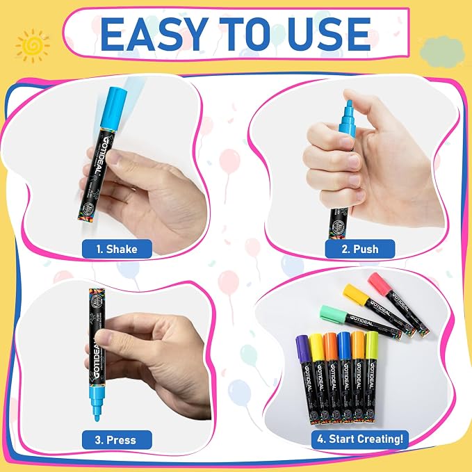 GOTIDEAL Chalk Markers, 30 Colors Liquid Chalk Markers - Image 9