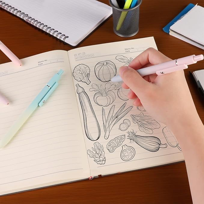 5 PCS Gel Ink Pens, 0.7mm Medium Tip Black Ink Roller Ball Pens, Fine Point Smooth Writing Pens, Aesthetic Ballpoint for Journaling School Office Supplies, Gifts for Women Men-DeskLoop Office