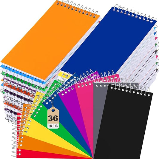 36 Pcs Small Pocket Notebooks 3 x 5 Inch Mini Memo Spiral Notepads Top Bound College Ruled Lined Note Pads for Back School Office Journaling Noting, 75 Sheets/Pad (Rainbow)-DeskLoop Office