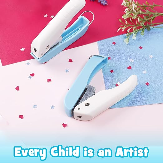 UCEC Paper Hole Punch Shapes, Single Holes Puncher, 1/4 Inch Handheld Star Punch + Heart Shape Puncher, Star Mini Hole Punch Heart Punches of School Supplies for DIY Scrapbook, Paper Crafts-DeskLoop Office