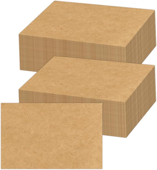 4x6 Blank Kraft Cardstock (Set of 100) - Card Stock for Printer Postcards, Photo Paper Invitations, Greeting, Note, Thank You, Index Cards - Plain for Writing, DIY Making, Stamping, Printing, Art-DeskLoop Office
