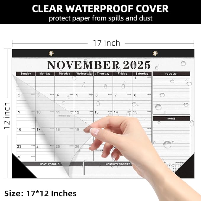 Tcamp Desk Calendar 2025-2026 from July 2025 to December 2026, Large 17" x 12" Wall Calendar with Julian Dates, 18 Months Desk Planner for Home School Office Desktop, Christmas Gifts-DeskLoop Office