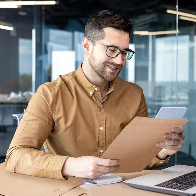 Teling 50 Pcs Manilla Envelopes Clasp Kraft Catalog with Closure for Storing Mailing 28 lb Kraft Envelope Paper for Office Document School Business Home(Brown,10 * 13)-DeskLoop Office