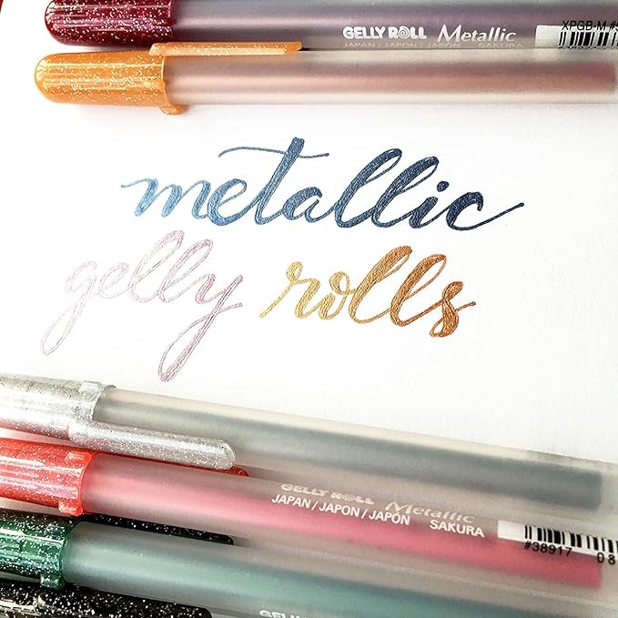 SAKURA Gelly Roll Metallic Gel Pens - Pens for Scrapbook, Journals or Drawing - Art Gifts, DIY Projects - Colored Metallic Ink - Medium Line - 10 Pack-DeskLoop Office