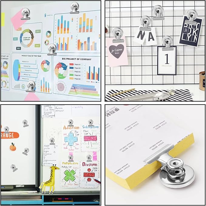 FINDMAG 12 Pack Magnetic Clips for Picture Hanging and Photo Display, Ideal for Fridge, Graduation Picture Display and Picture Holders, Strong Scratch-Free Magnet Clips for Kitchen, Office, Home-DeskLoop Office
