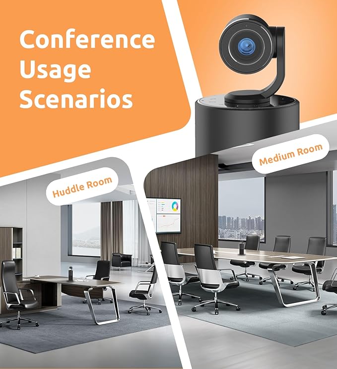 TOUCAN Video Conference Camera with 4 Noise-Cancelling Mics, Speaker, Adjutable Camera, 1080p Detachable USB Webcam Plug and Play Works with Zoom, Microsoft Teams and More, for PC/Mac/Laptop-DeskLoop Office
