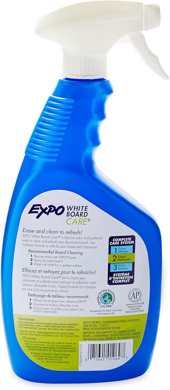 EXPO Dry Erase Whiteboard Cleaning Spray, 22 oz, Efficient Whiteboard Cleanser, Classroom and Office Supplies