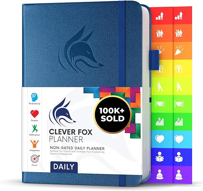 Clever Fox Daily Planner – Undated Planning Notebook with Hourly Schedule & To-Do List – Personal Day Task & Work Organizer, 6 Months (Mystic Blue)-DeskLoop Office
