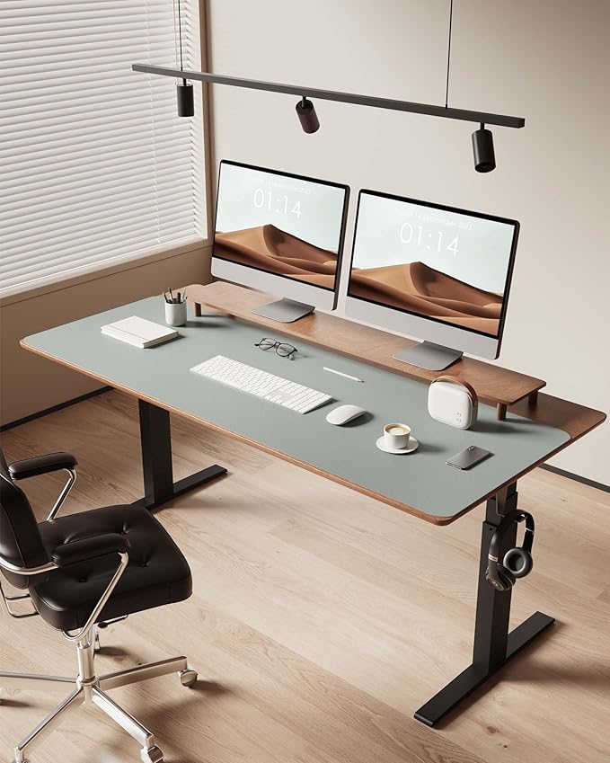 YSAGi Leather Desk Pad Protector, Office Desk Mat, Large Mouse Pad, Non-Slip PU Leather Desk Blotter, Laptop Desk Pad, Waterproof Desk Writing Pad for Office and Home (Grayish Green, 47" x 17")-DeskLoop Office