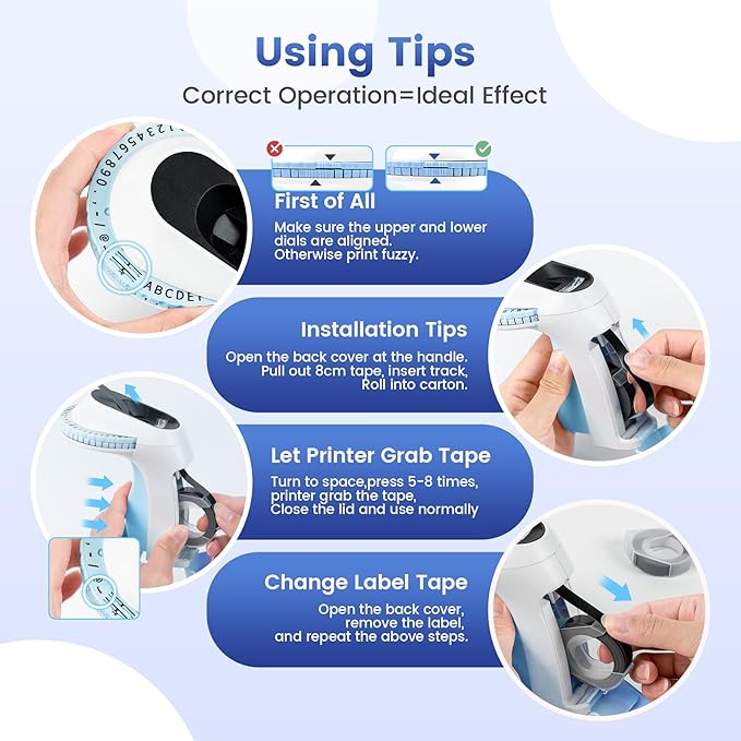 Embossing Label Maker ,Vintage Embossed Label Maker Machine with Tapes,Manual Retro Labeler ,Old School Embosser with 3 Rolls 9mm 3D Embossing Tapes for Home Marking Office Kids DIY Crafting - Blue-DeskLoop Office